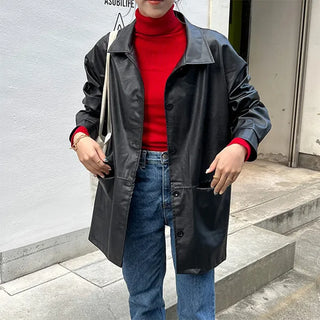 Long leather jacket