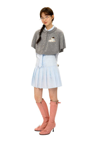 [Moromoro2] Girl & Horse Embroidered Cape  Sweater