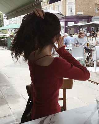 2-Way Tie Halter Neck Slim Knit