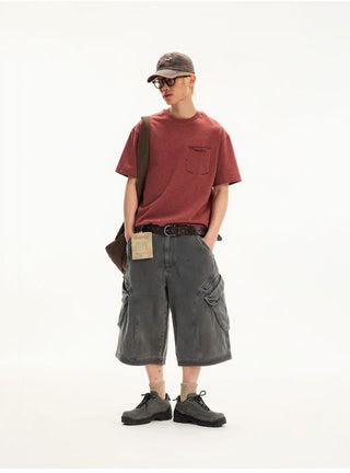 [Monterest] Washed Multi-Pocket 3D Cut Work Shorts