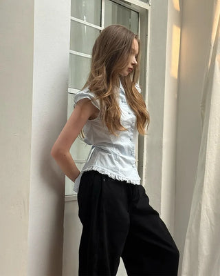 [1st Re-release] (ORIGINAL) Lace Ribbon Slim Blouse
