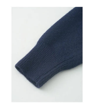 High-neck knit hoodie