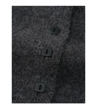 (3 colors) High-neck square-button wool cardigan
