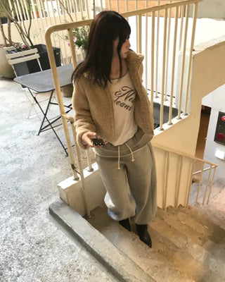 high neck fur zip-up (3color)