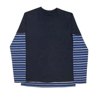 (2 colors) Striped Layered T-shirt