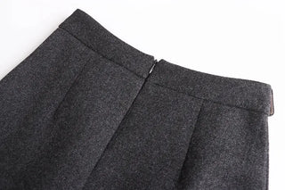 (2 colors) Two-pleat midi skirt