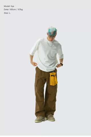 [Monterest] Grid Cotton Drawstring Paratrooper Pants