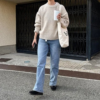 Straight denim pants