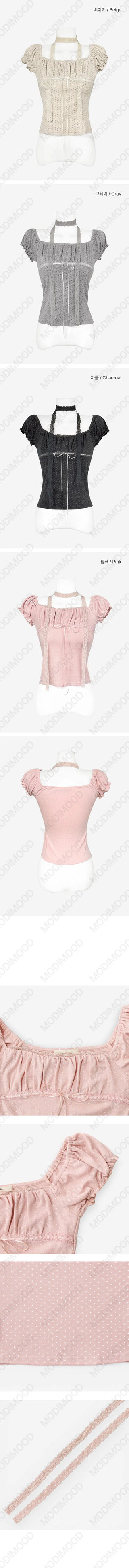 Deep Square Dot Short Sleeve Blouse - 3 Colors