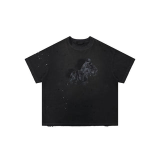 [MASONPRINCE] Hemp Blend Distressed Horse Print Tee