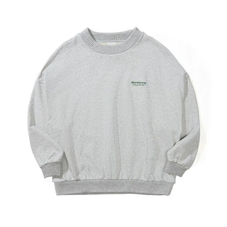[Monterest] Fleece-Lined Logo Print Crewneck Sweatshirt