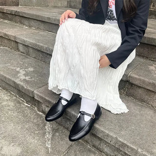 T-strap simple loafers