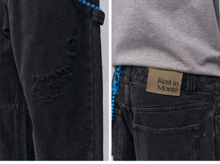 [Monterest] Distressed Washed Cotton Work Pants