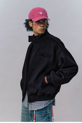[Monterest] Wool Blend Stand Collar Harrington Jacket