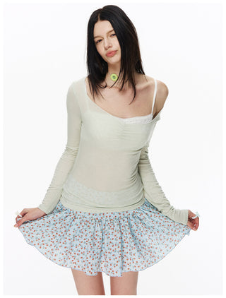 [NECY] Romantic Blossom Flare Skirt