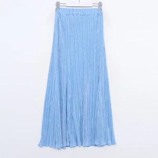 Pleated banded long skirt