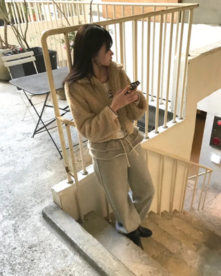 high neck fur zip-up (3color)