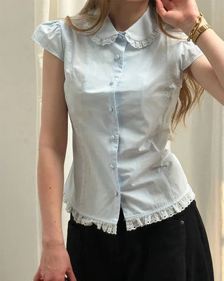[1st Re-release] (ORIGINAL) Lace Ribbon Slim Blouse