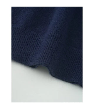 High-neck knit hoodie