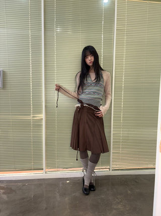 [NEVERSEEZ] Fair Isle Knit Halter Vest