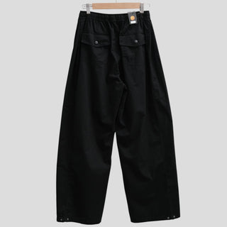 Wide-leg pants with elastic waistband and slits