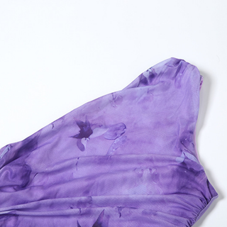 One shoulder hollow out ruched print cut out mini dress