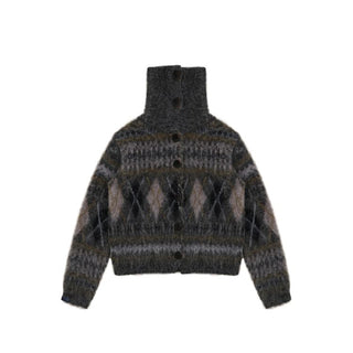 [MASONPRINCE] Wool Blend Fair Isle Fitted Cardigan