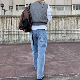Straight denim pants