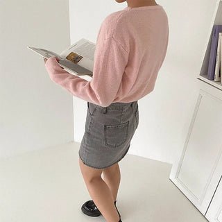 H-line denim mini skirt
