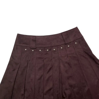 (2 colors) Suede studded pleated skirt