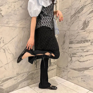 Slit Ribbon Leggings Pants