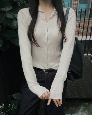 See-through knit cardigan