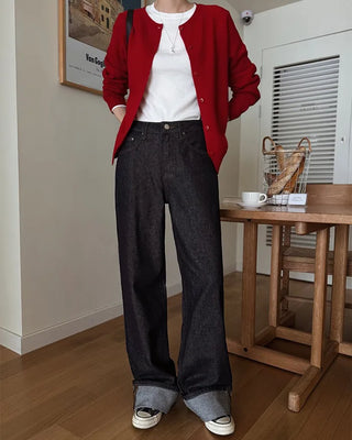 Wide-leg denim pants