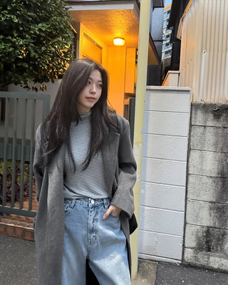 Striped turtleneck T-shirt