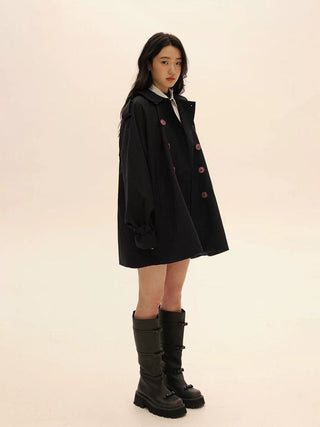 [Moromoro2] Wool Blend Doll Collar Trench  Coat