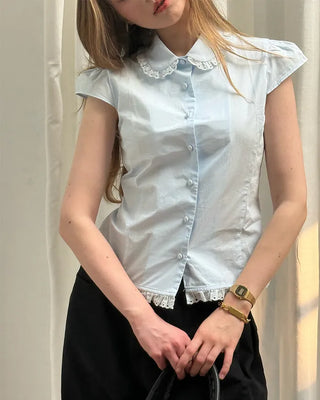 [1st Re-release] (ORIGINAL) Lace Ribbon Slim Blouse