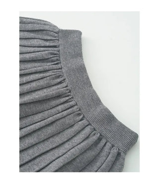(Set) Colored knit & pleated skirt