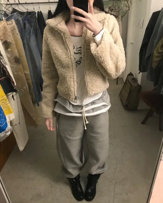 high neck fur zip-up (3color)
