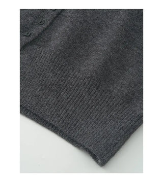 (3 colors) High-neck square-button wool cardigan