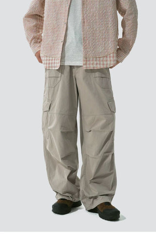 [Monterest] Grid Cotton Drawstring Paratrooper Pants