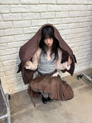 [NEVERSEEZ] Fair Isle Knit Halter Vest