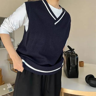 V-neck knit vest