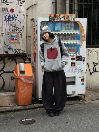 Tomato print fleece-lined hooded parka