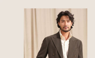 [CULTUM] Herringbone Peak Lapel Double Breasted Suit