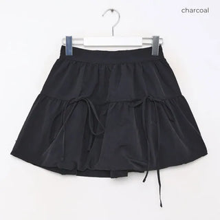 Ribbon Shirring Mini Skirt
