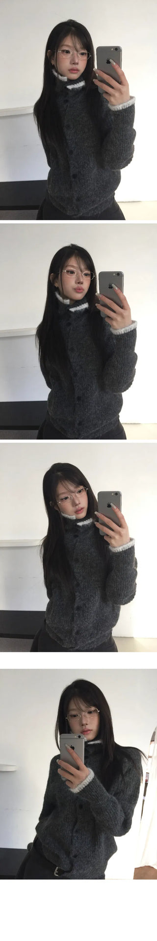 Corak High Neck Wool Knitwear Cardigan - 3 Colors
