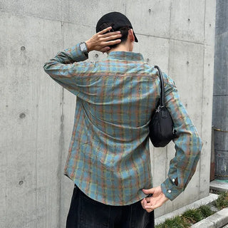 Unisex checkered long-sleeved shirt