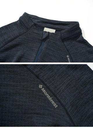 [Monterest] Fleece-Lined Half-Zip Long Sleeve Tee