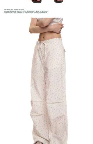 [Moromoro2] Rabbit Print Drawstring Wide Leg  Pants