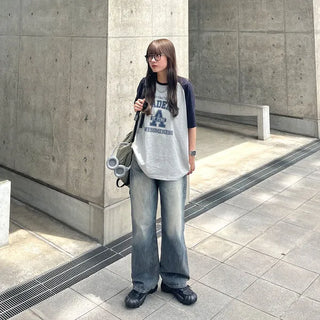 (Unisex) Raglan Sleeve Printed T-Shirt